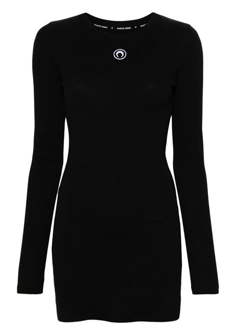 moon logo ribbed jersey ls mini dresse woman black MARINE SERRE | WDR267ACJER0011BK99